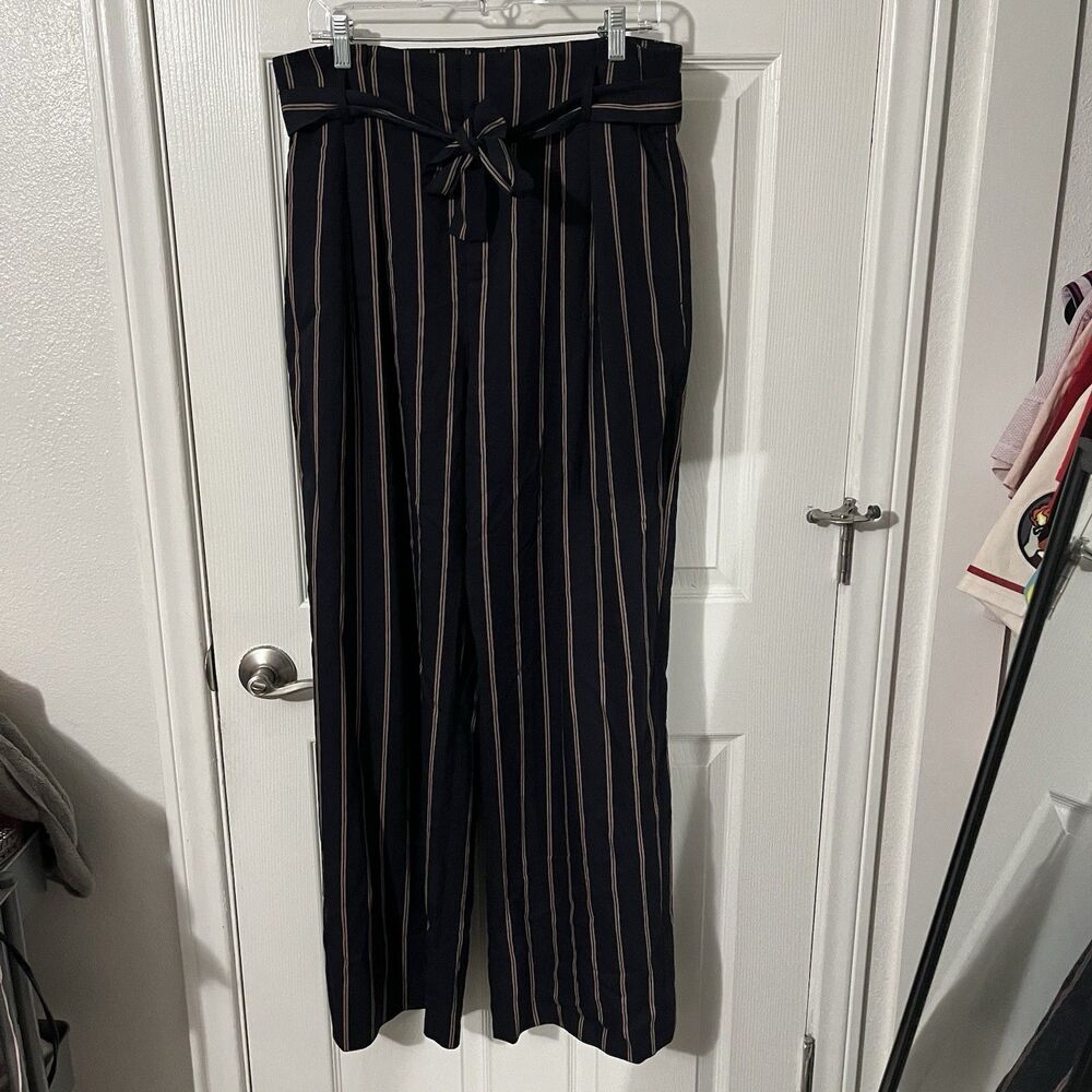 Vince  Belted Stripe Wide Leg Pant in Coastal 12